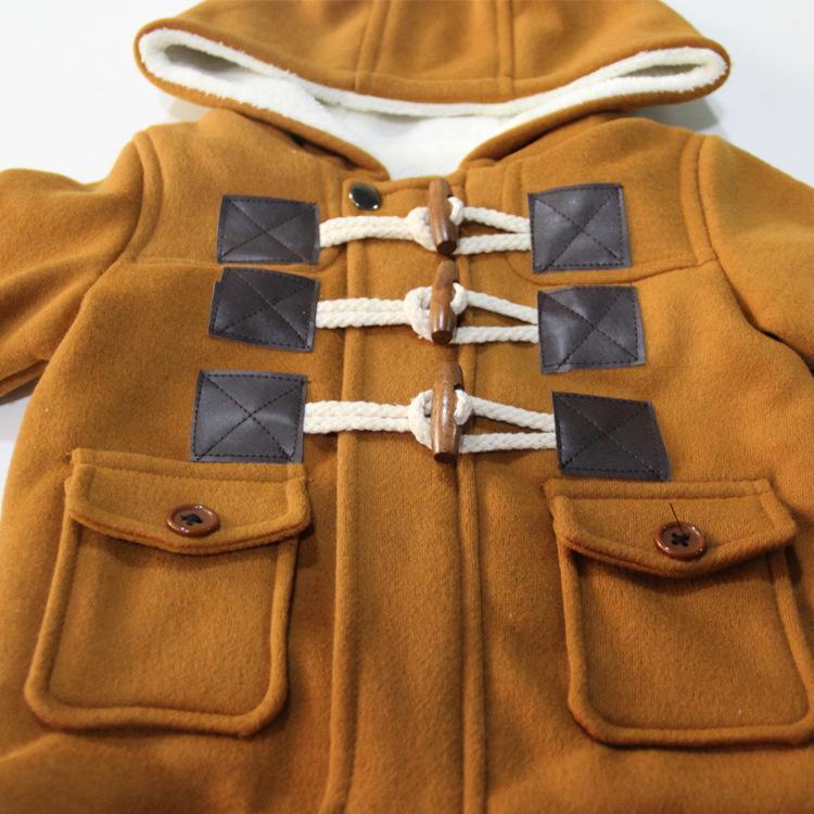 

Winter Children s Long Sleeve Hooded Jacket with Velvet Lining and Horn Buckle 130cm (7-8Y) темно-коричневого