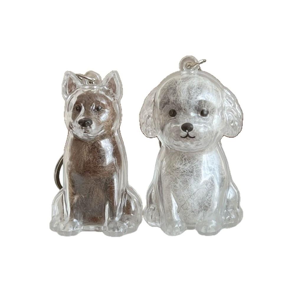 Transparent Dog Fur Storage Pendant Fur Storage Capsule Handmade Design Dog Shape Keychain DIY Accessories