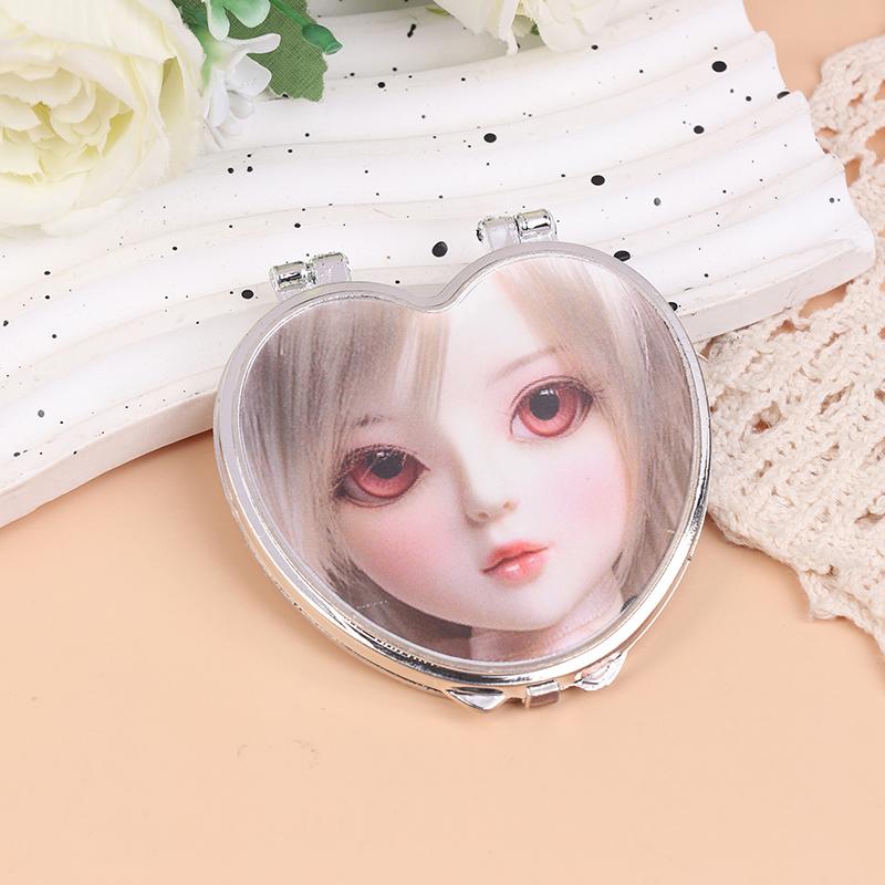 3D Image Cute Doll Mini Pocket Mirror Small Portable Mirror Double-Sided Plastic Makeup Mirror Flip Makeup Mirror