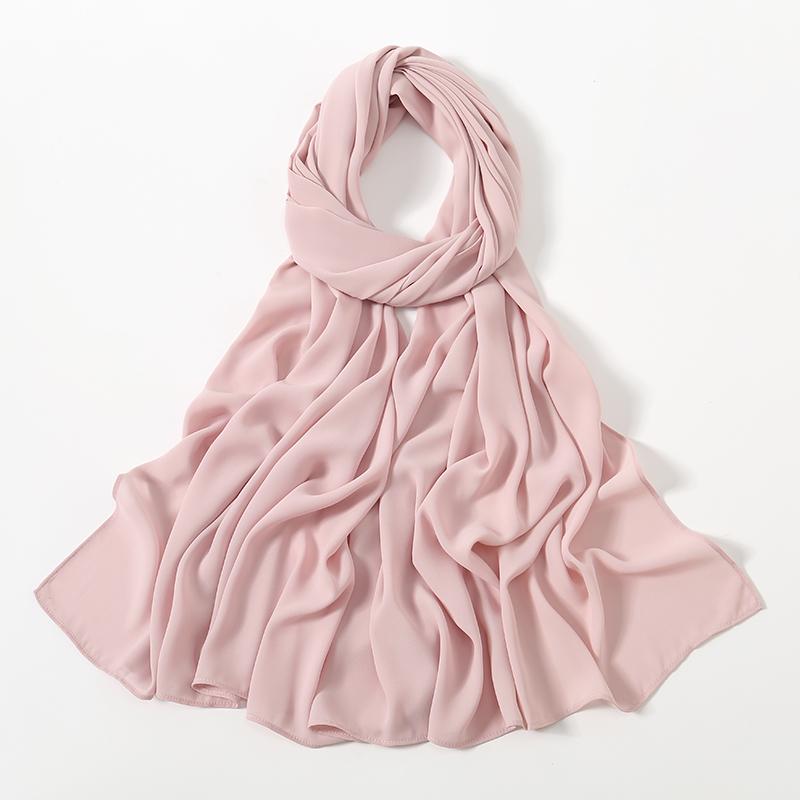 Women Heavy Chiffon Hijab Scarf Premium Chiffon Muslim Hijabs Plain Good Stitching Maxi Wrap Solid Color Musulman Femme Shawls