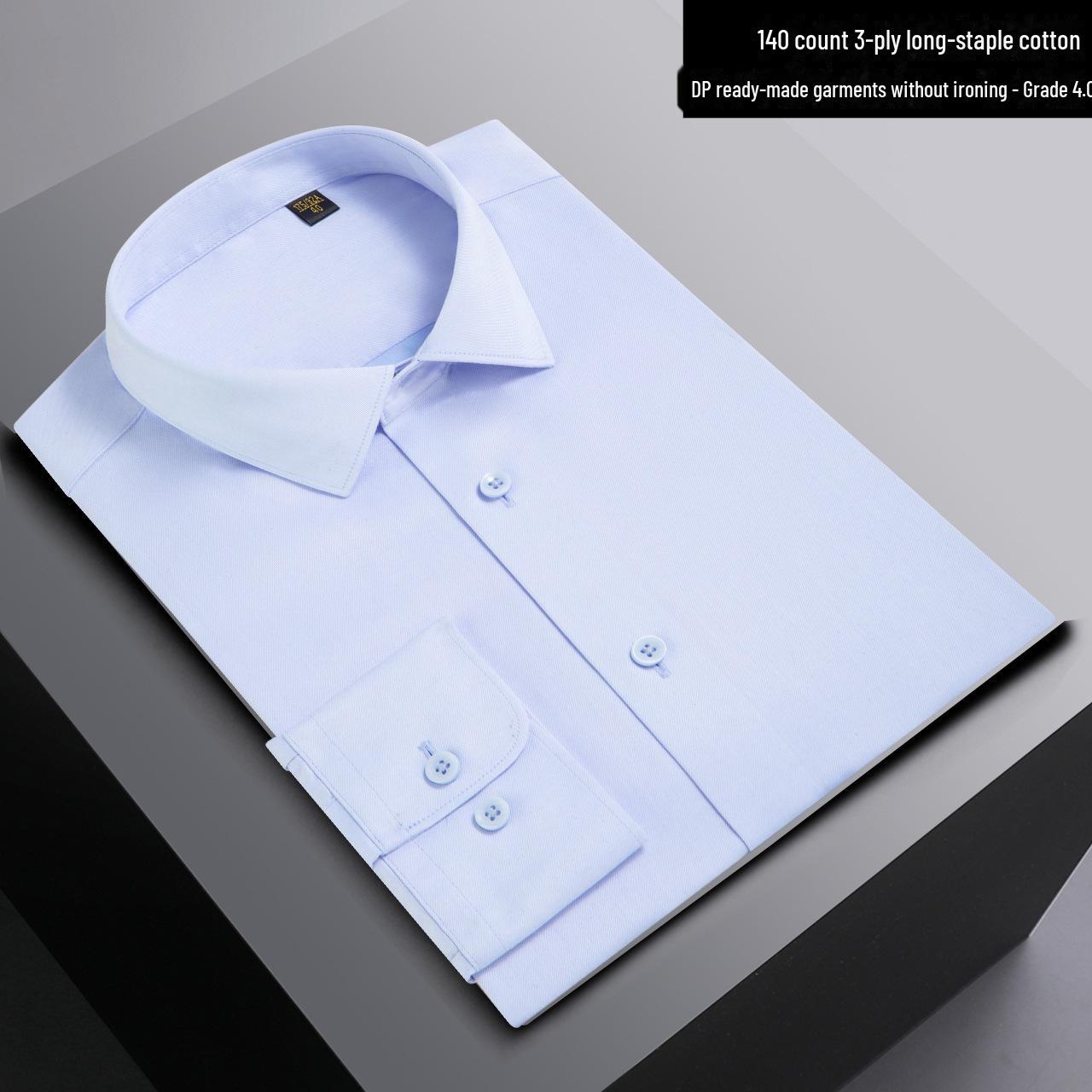 

Men s Long-Sleeve Non-Iron Pure Cotton White Shirt - 140 Count, High-End Business Attire 44