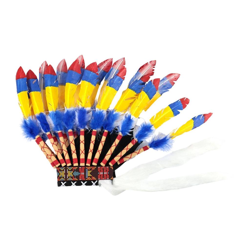 Indian Headdress Artificial Feather Chief Hat Photo Prop Role Play Dress Costume Accessories Fancy