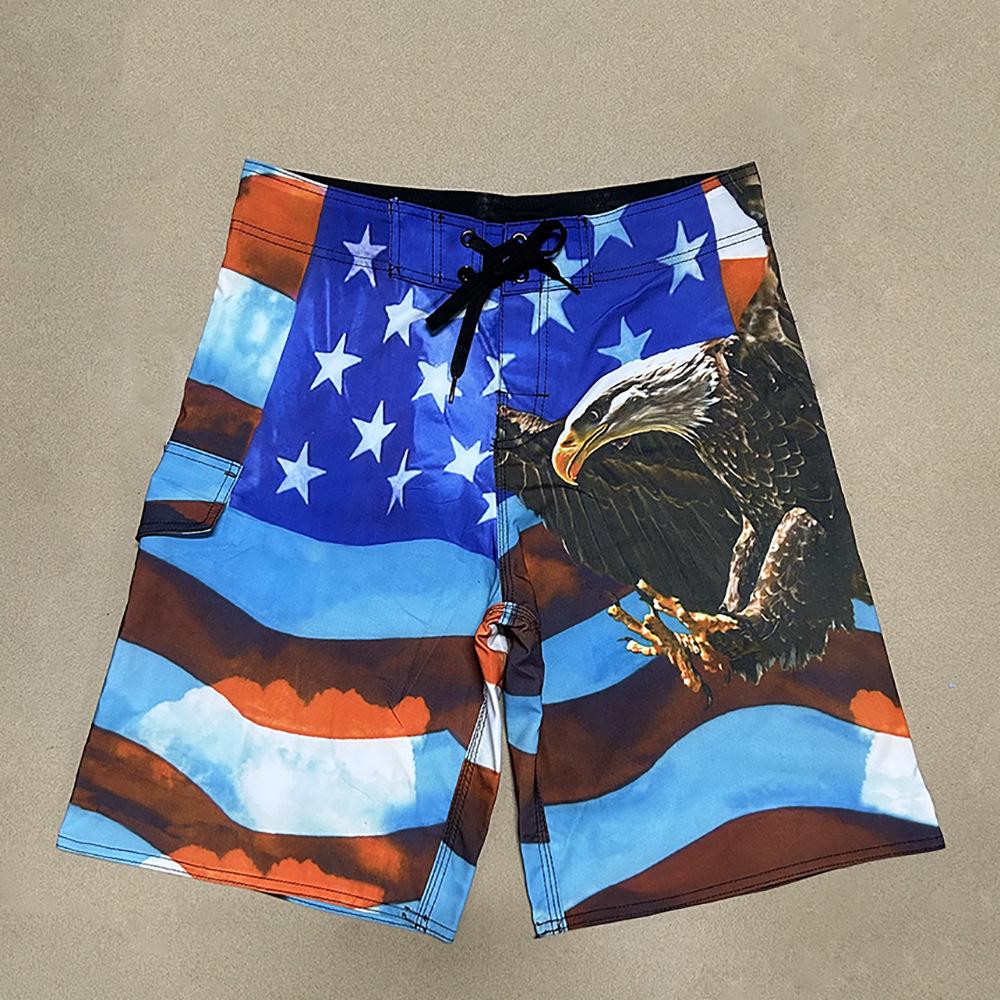 2024 Summer Men's Quick-Dry Eagle Print Beach Shorts