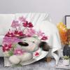 Interesting puppy flower pattern Flannel printed blanket suitable for all seasons suitable for living room office sofa travel