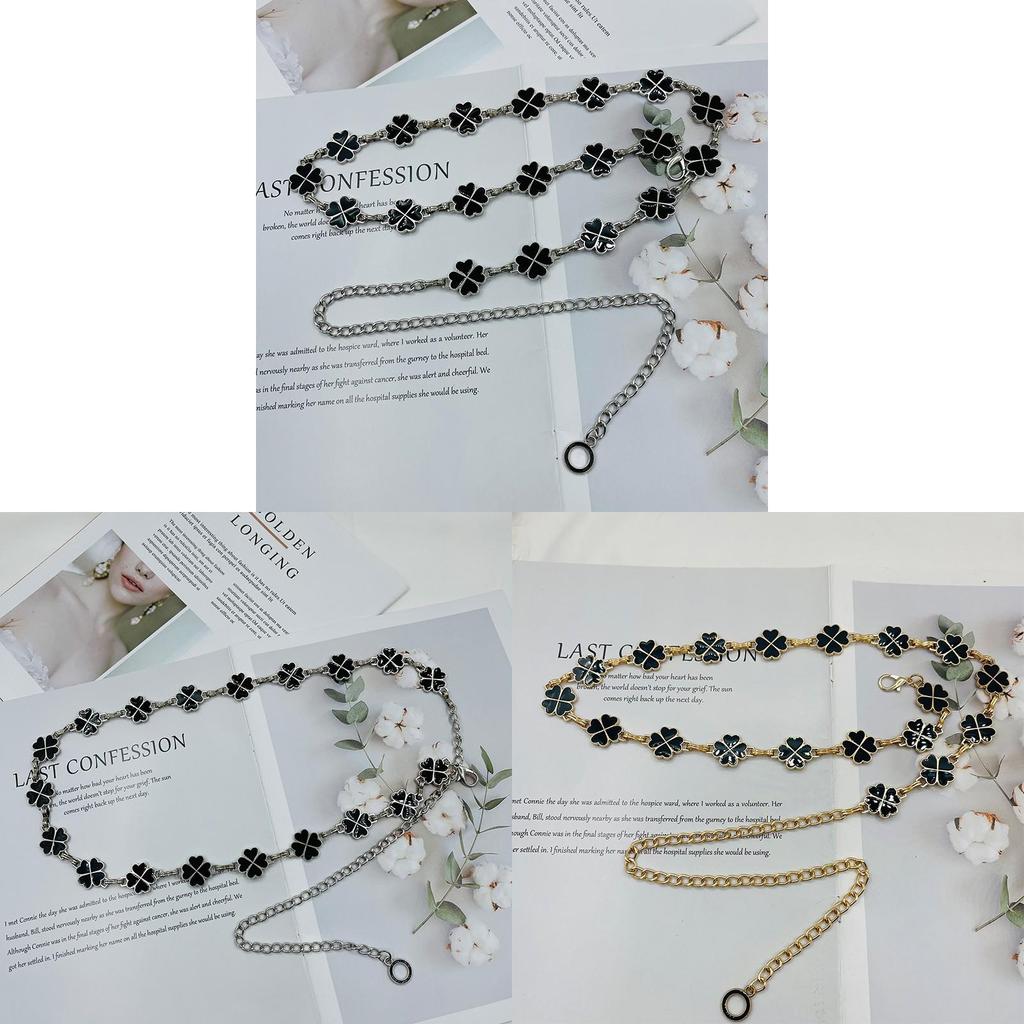 Metal Waist Chain For Women With Four Leaf Clover Pendant Summer Fashion Accessory