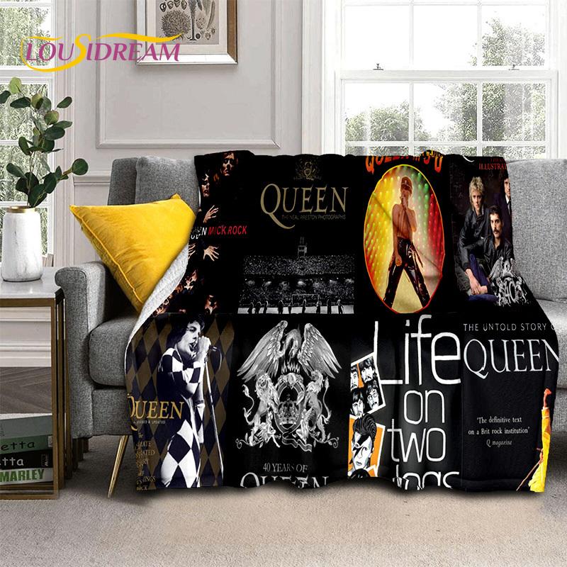Queen-Rock-Band 3D Freddie Mercury Blanket,Soft Throw Blanket for Home Bedroom Bed Sofa Picnic Travel Office Cover Blanket Kids