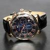 Salvatore Mara Wristwatch Multi-faceted Cut Glass Chronograph Leather Strap Gradient Mens Green Blue Black SM19104-PGBLBK