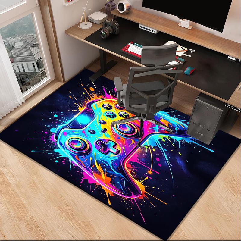 Colorful Gaming Controller Office Rug Chair Mat, Game Carpet, Suitable for Front Door, Bedroom, Living Room, Desk, Holiday Gift