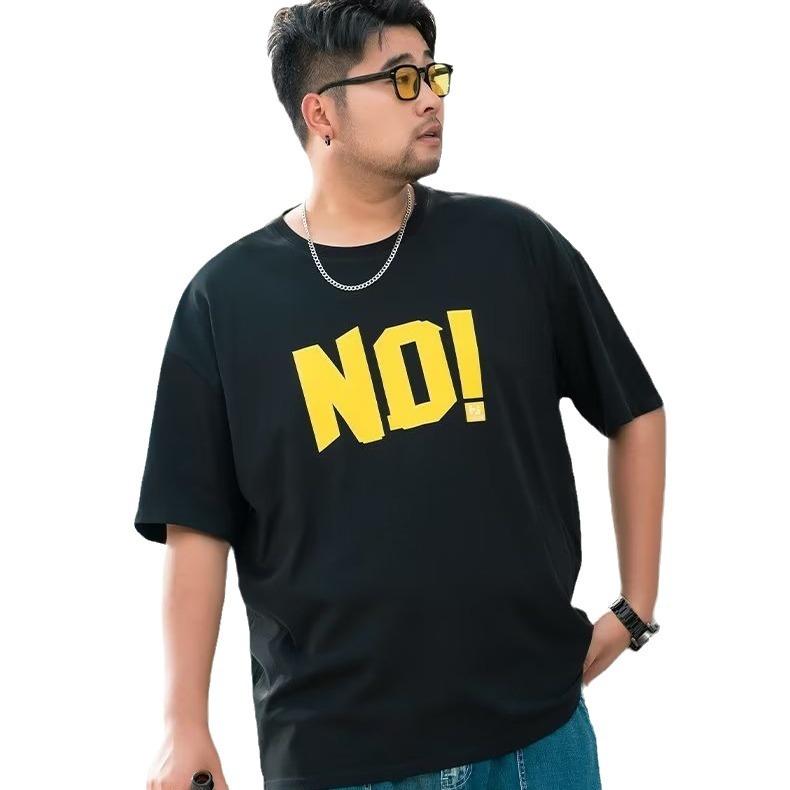 Letter Print Short-sleeved T-shirt Men's Summer Plus Size Men's Fashion T-shirt Niche Loose Versatile Half-sleeved Tops