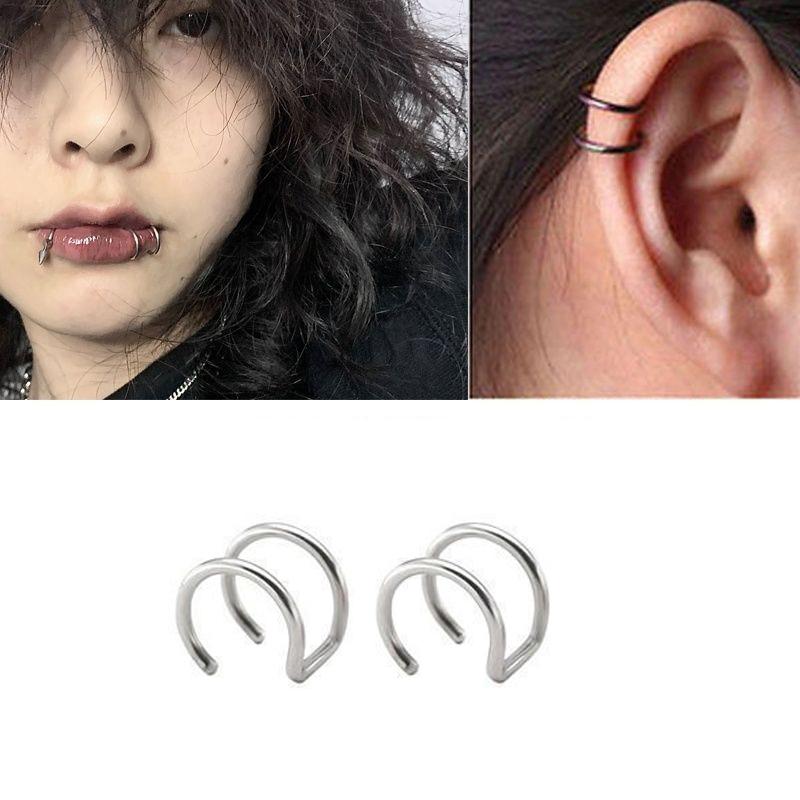 Titanium Steel Multi-Purpose Lip Clip Ear Clip Earrings For Men Women Unisex Punk Cool Hip-Hop Non-Piercing Jewelry