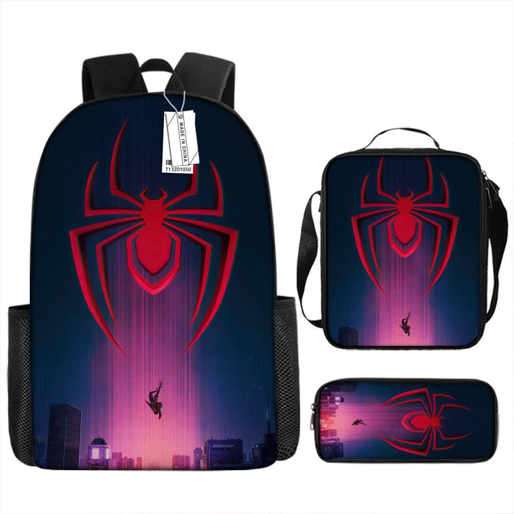 Spiderman School Backpack Set With Oxford Fabric Breathable Waterproof For Kids