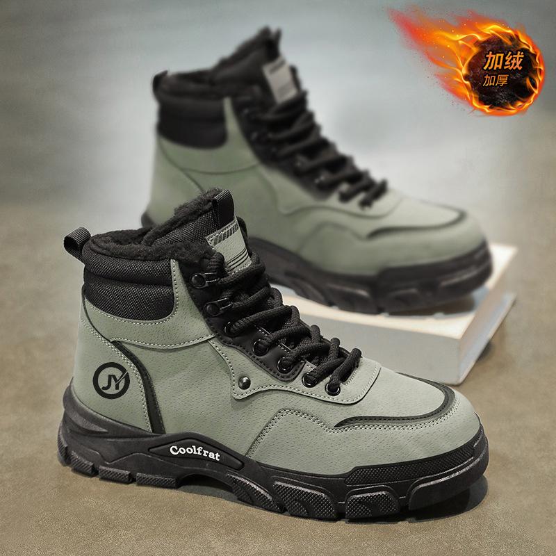 

Зимние бархатные ботинки Мартин на высокой платформе, мужские ретро универсальные рабочие ботинки на толстой подошве, утепленные хлопковые ботинки, короткие ботинки 44