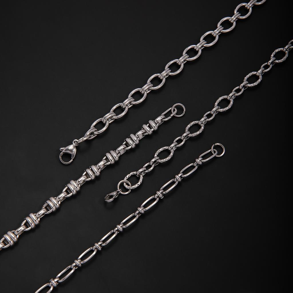 Trend men's and women's simple personalized stainless steel mixed bracelet, European and American ins style Cuban chain fashion trend bracelet chain