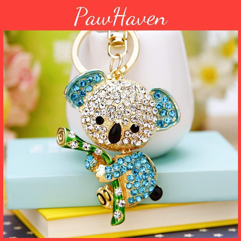 Cute Koala Bear Metal Keychain Ring Women Bag Pendant Wholesale Gift Pink Blue Purple