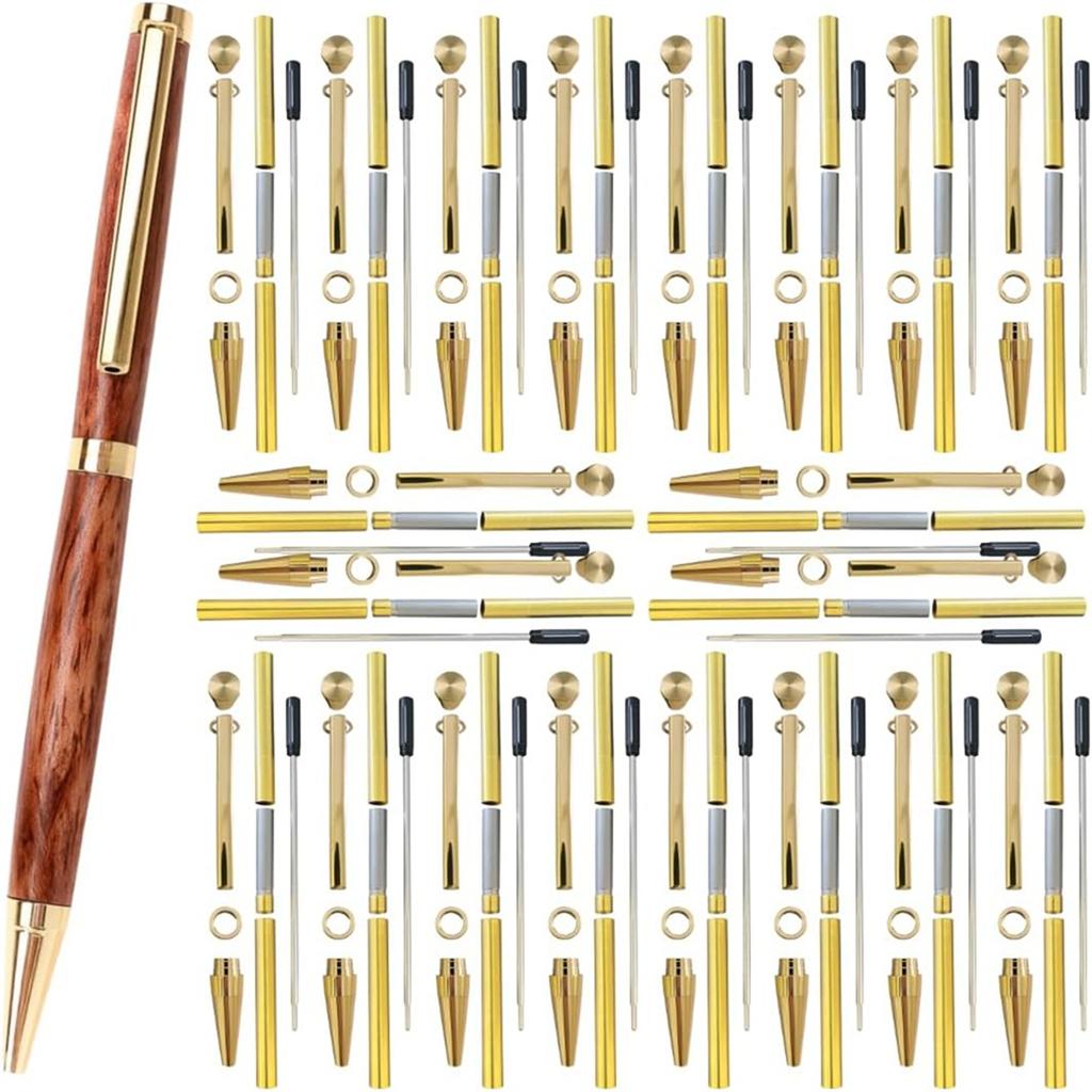 A96I-Wood Turning Twist Pen Kit-7Mm-20 Pack-Slimline Pen Kit With Refills, Brass Hardware& 5 Finishes For DIY For Lathe Projects