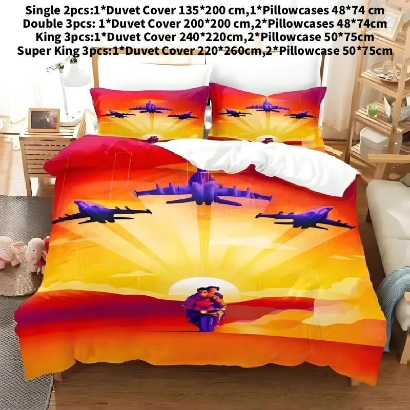 

3d Maverick Print Bedding Set Duvet Cover Quilt Pillowcase Comforter Single(135x200cm) оранжевый
