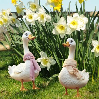 2 Pcs Duck Garden Stakes 2D Cartoon Duck Sign with Stakes Weatherproof Animal Stake for Courtyard Balcony Flower Bed Lawn Decor