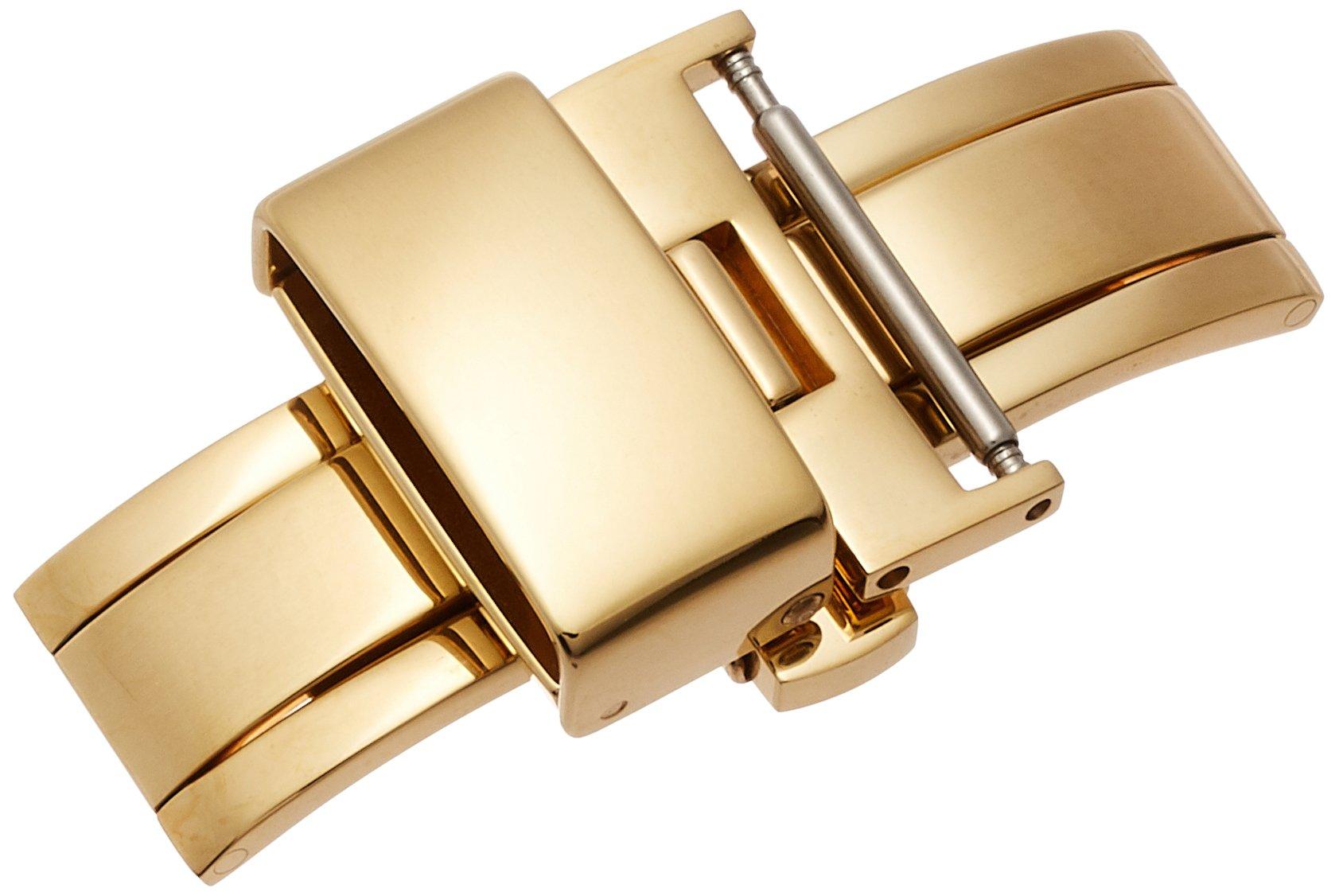 [Bambi] Пряжка для ремешка часов, двойная складная, бабочка, для кожаной пряжки, золотая, 16 мм, ZG010N ZG010N