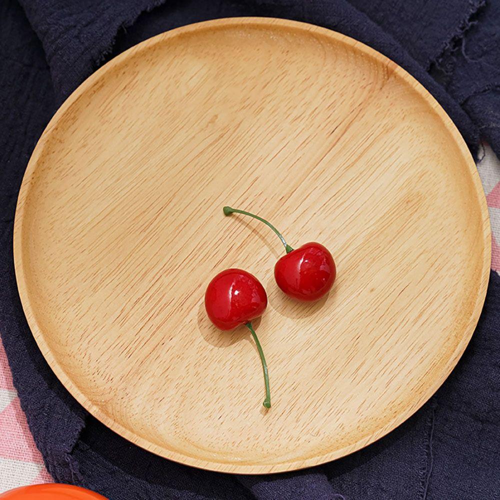 Wood Tableware Round Kitchen Supplies Hand-made Dessert Plate Snack Plate Wood Plate Tea Tray