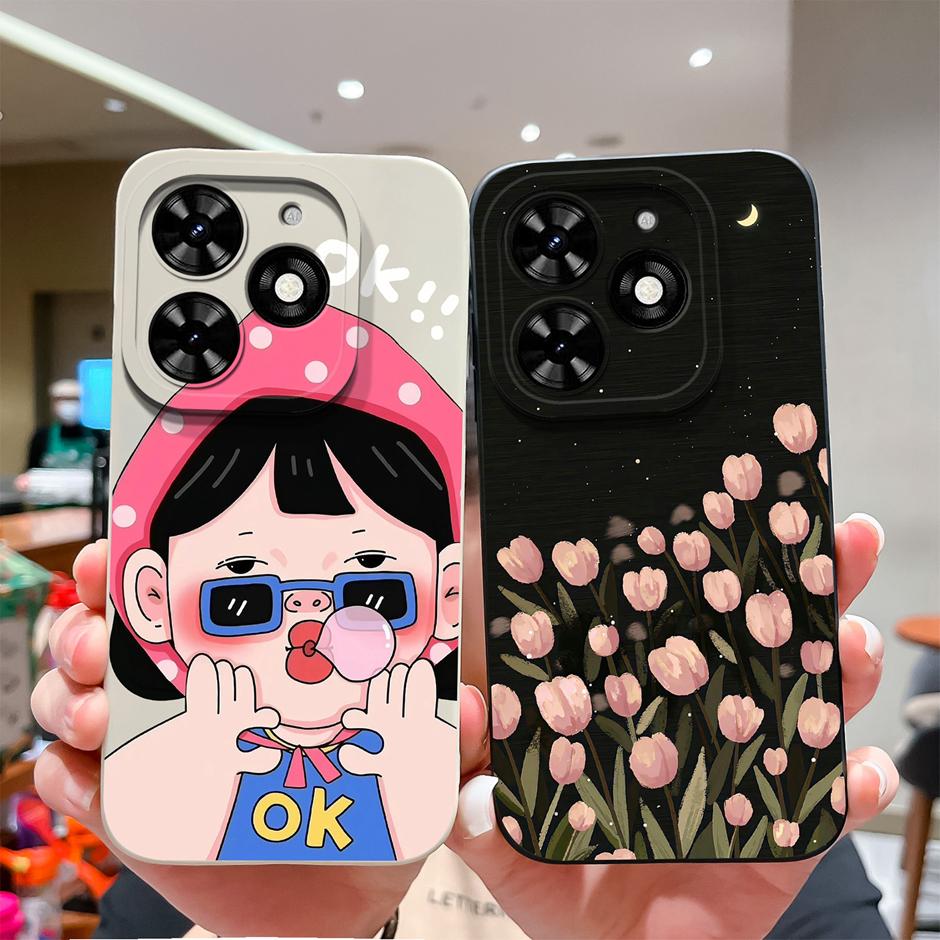 For Tecno Spark Go 2024 Casing Fashion Coconut Tree Liquid Silicone Soft TPU Shockproof Phone Cover For TecnoSpark Go 2024 Funda