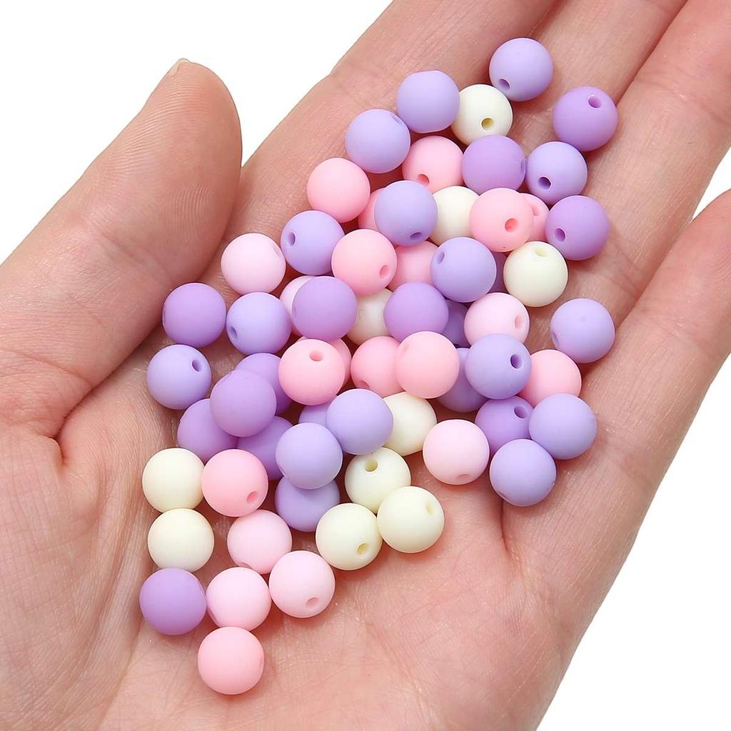 30pcs 8mm Mixed Colors Frosted Acrylic Beads Round Loose Spacer Beads for Necklace Bracelet Keychain DIY Jewelry Craft Making Beads