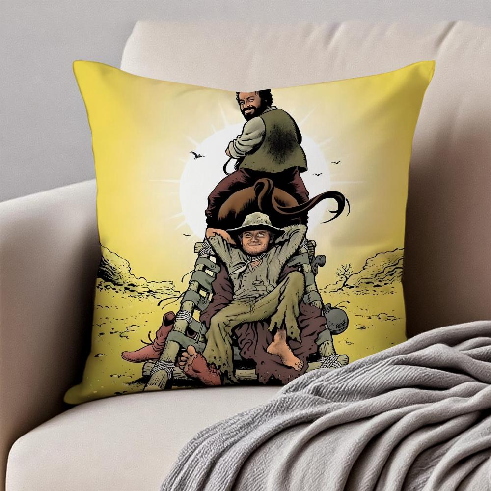 Classic Actor T-Terence Hill and Bud Spencer Cushion Cover Pillowcase Anti-dustmite Invisible Zipper Short Plush Sofa Cushion