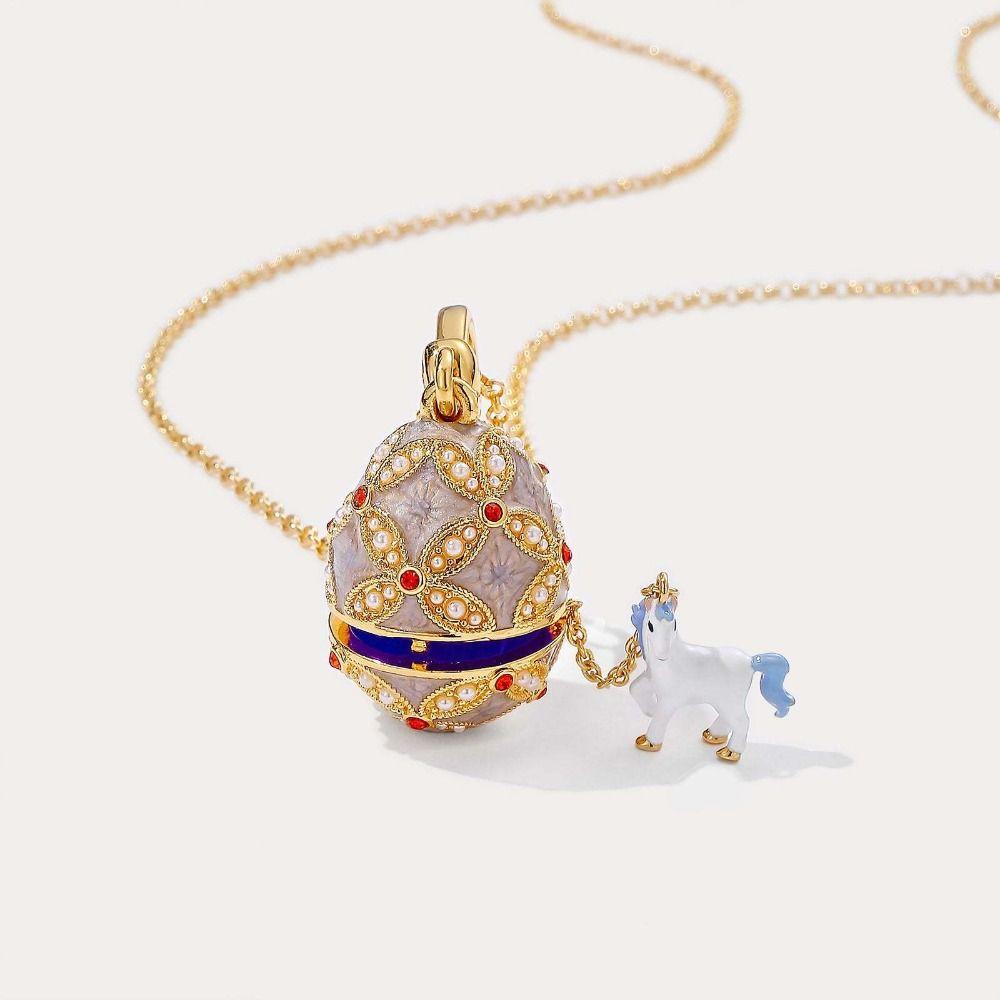 Copper Egg Pendant Necklace Egg Shape Egg Charm Vintage Style Zodiac Necklace Daily Wear