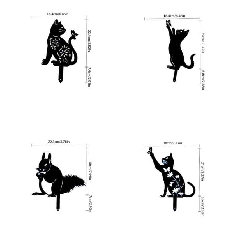 Cat Ground Stake Ornament Ground Plug Outdoor Garden Balcony Art Decoration Metal Crafts