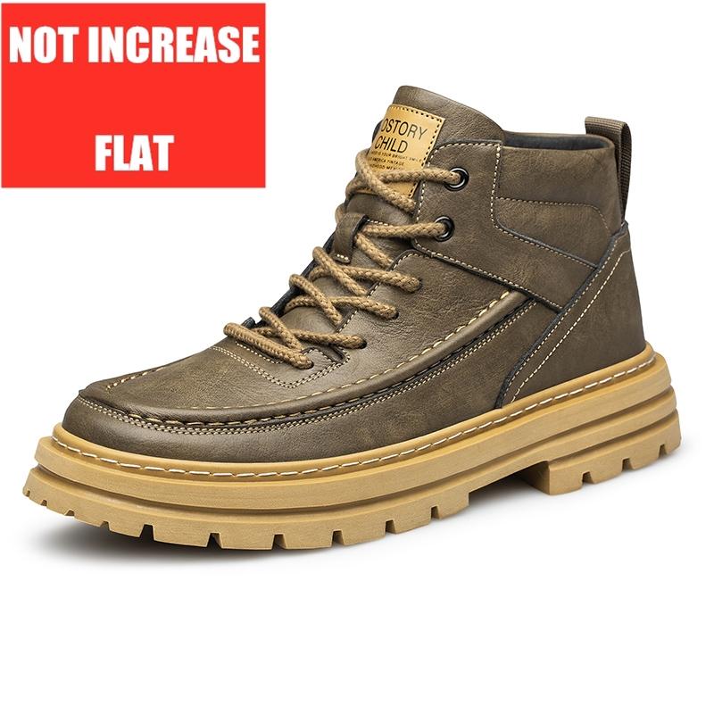Big Size Men Boots Elevator Shoes High Quality Leather Ankle Boots Hidden Heels Heightening Shoes Man 7CM Masculino Taller Shoes