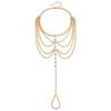 European and American popular jewelry, resort beach multi-layer metal chain foot decoration, fringed imitation pearl beaded finger anklet