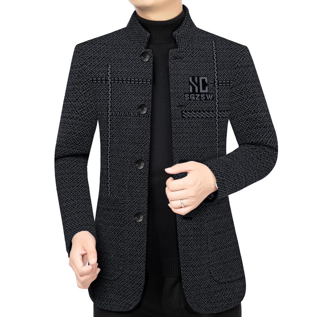 2025 Autumn/Winter Men's Wool Coat for Middle-Aged and Elderly – Business Casual Dad Style, High-Quality Outerwear.