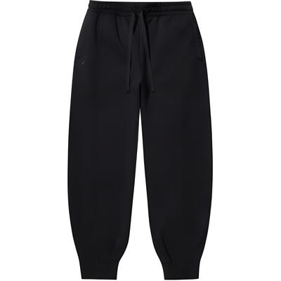 Li Ning X Jackie Chan Collaboration Kung Fu Series Cuffed Loose Mid Waist Solid Color Lace-Up Casual Pants Unisex Pants Black AKLUA09-2