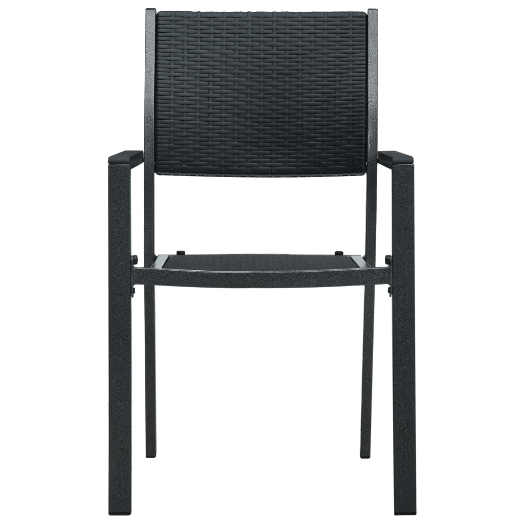 Garden Chairs 2 pcs Black Plastic with Wicker Look