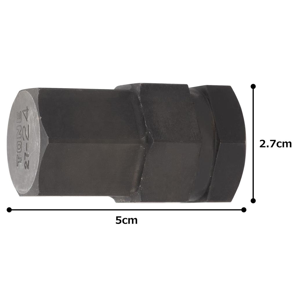 TONE Impact Hexagon Bit 27mm 24mm Hexagon Width (Interchangeable) BIT27-24, Drive,