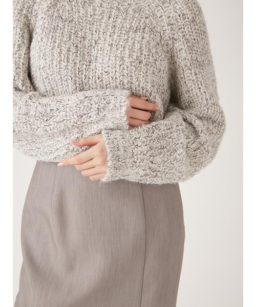Lily Brown Cropped Knit Top White Women's Mid-Gauge (LWNT245079)