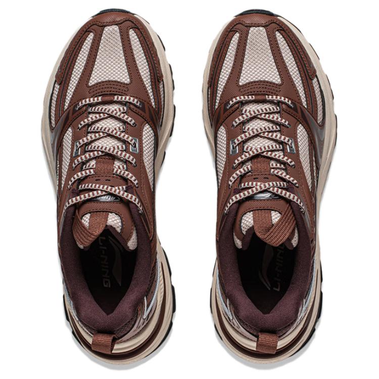 Li-Ning Classic Retro Breathable Height-Increasing Low-Top Casual Shoes Men sneakers Brown AGCU025-5