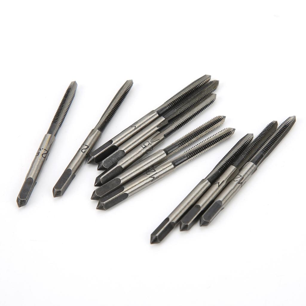 10Pcs Metric Taper Plug Tap Set Straight Shank Carbon Steel for Metal Processing M2.5