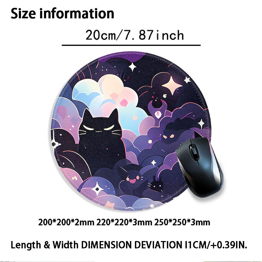 Black Cat Starry Night 1pc Mouse Pad Computer Laptop Pad Game Console Pad Office Pad Keyboard Mouse Pad Desk Accessories