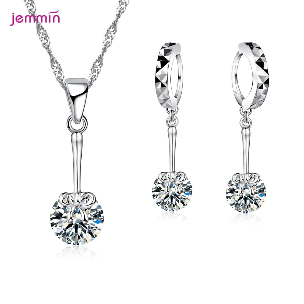 European Brand JEMMIN Rainestone Pendant Necklace/Earring Women Jewelry Sets Wholesale