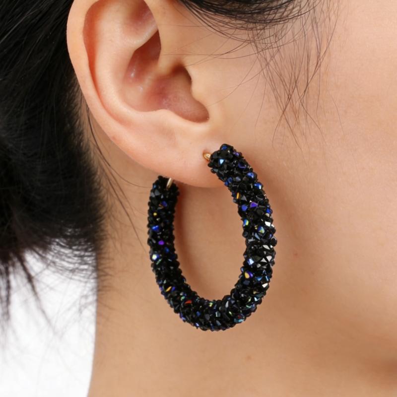 Crystal Hoop Earrings For Women C-shaped Punk Brincos Fashion Jewelry Bijoux Geometric Circle Loop Earring pendientes mujer
