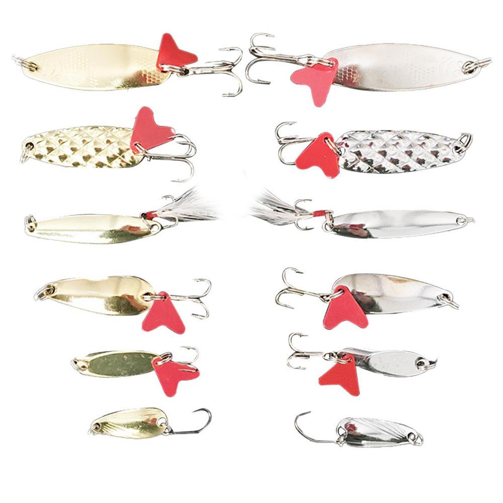 Fishing Spoon Lure Set Colorful Hard Fishing Spinner Baits Metal Spoon With Treble Hooks Salmon Bass For Saltwater Freshwater