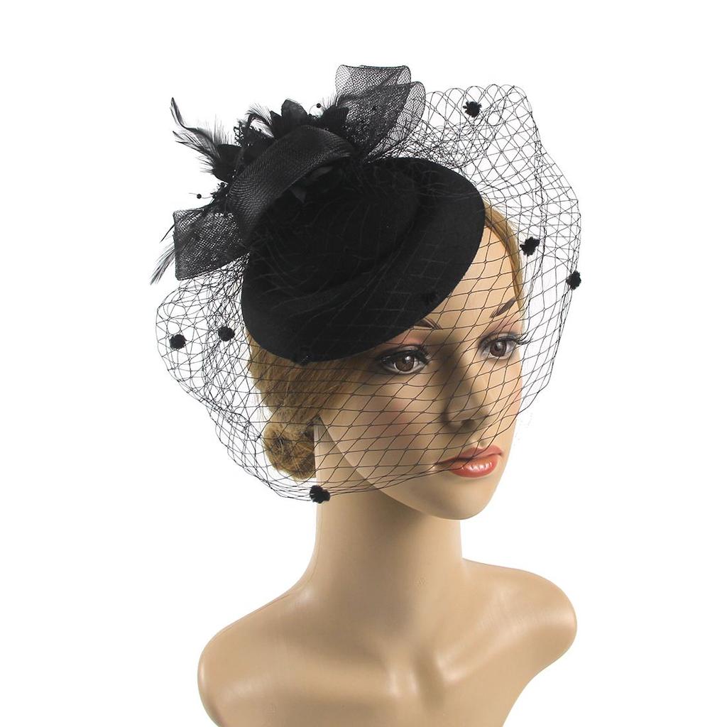 Retro Fascinators Hat Women Flower Mesh Sinamay Feathers Fedoras Hat Headband Hair Clip Cocktail Tea Party Headwewar