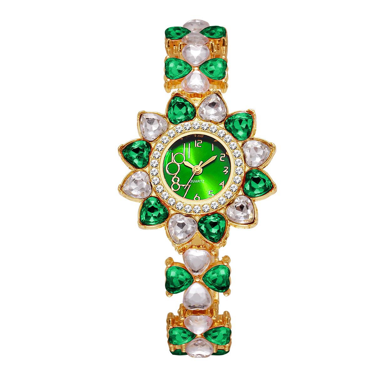 

Роскошные женские часы со стразами, модные часы с цветочным циферблатом и браслетом, кварцевые часы для женщин, часы Reloj Mujer