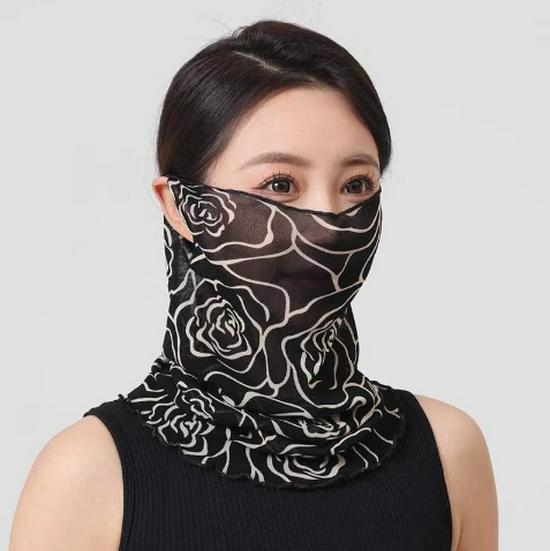 Sunscreen Veil Ice Silk UV-Protection Face Scarf for Women - Breathable, Thin, and Neck Gaiter Style for Summer