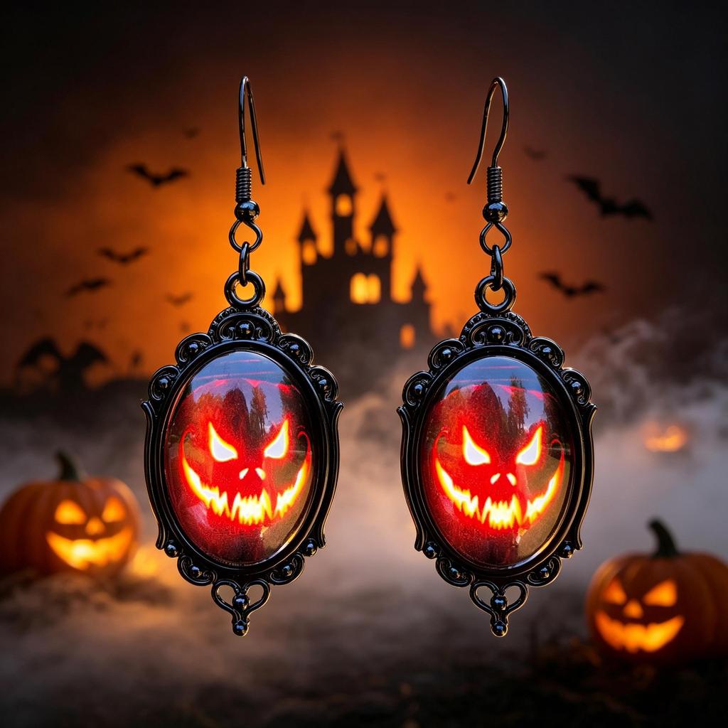 Retro Gothic Halloween Gem Pendant Earrings - Dark Series Festival Fashion Gift