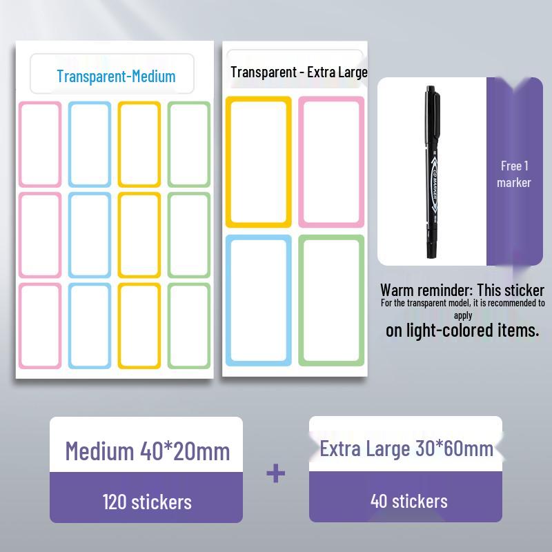 Waterproof Transparent Adhesive Name Stickers - Colorful and Self-Adhesive Labels