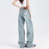 2025 Spring/Summer Women's High Waist Straight Leg Light Wash Non-Elastic Jeans - Slimming Bodycon Drapey Trendy Long Pants