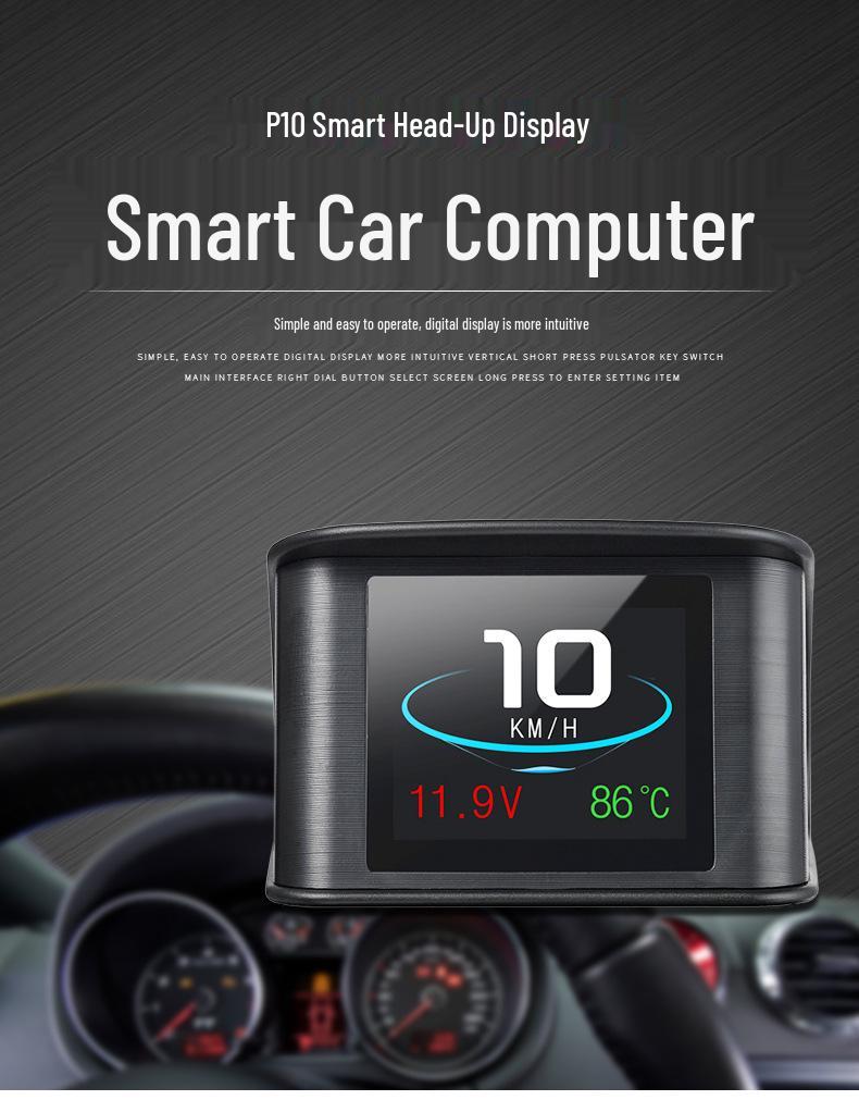 Auto Smart HUD: Tragbares Head-Up-Display mit HD-LCD und OBD-Fahrcomputer (P10)