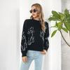 GMXIA Damenmode, lässig, Kätzchen-Druck, Herbst-Winter, langärmelig, halber Rollkragenpullover, lose Pullover