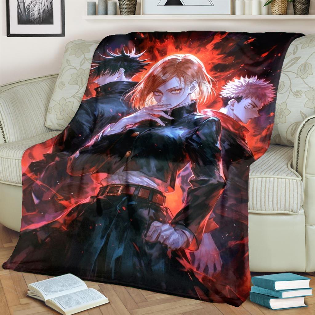 Jujutsu Kaisen Warme Flanelldruck-Decke für Schlafzimmer, Sofas, Betten, Stühle, Picknicks und Reisen